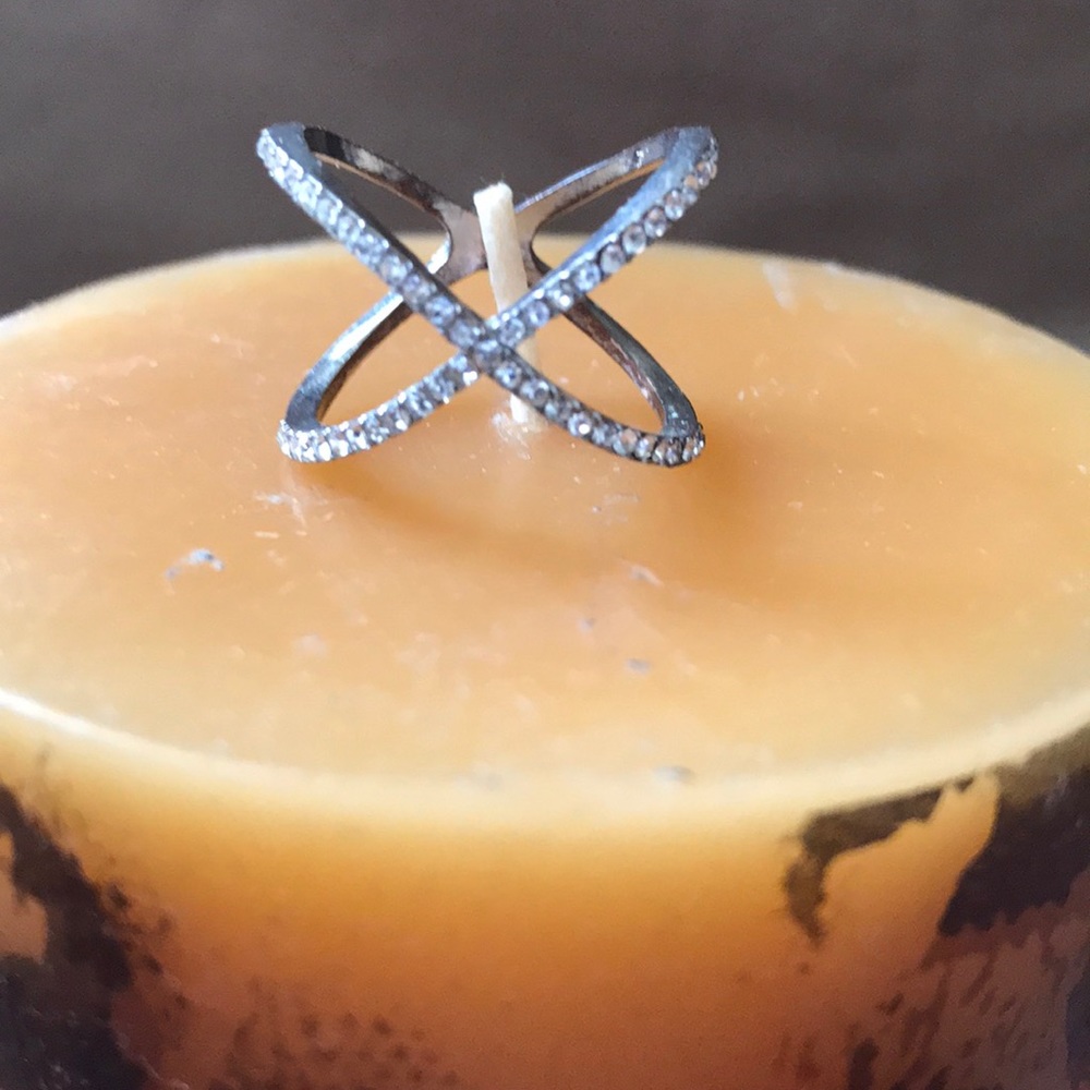 Nordstrom junior dept rhinestone X ring